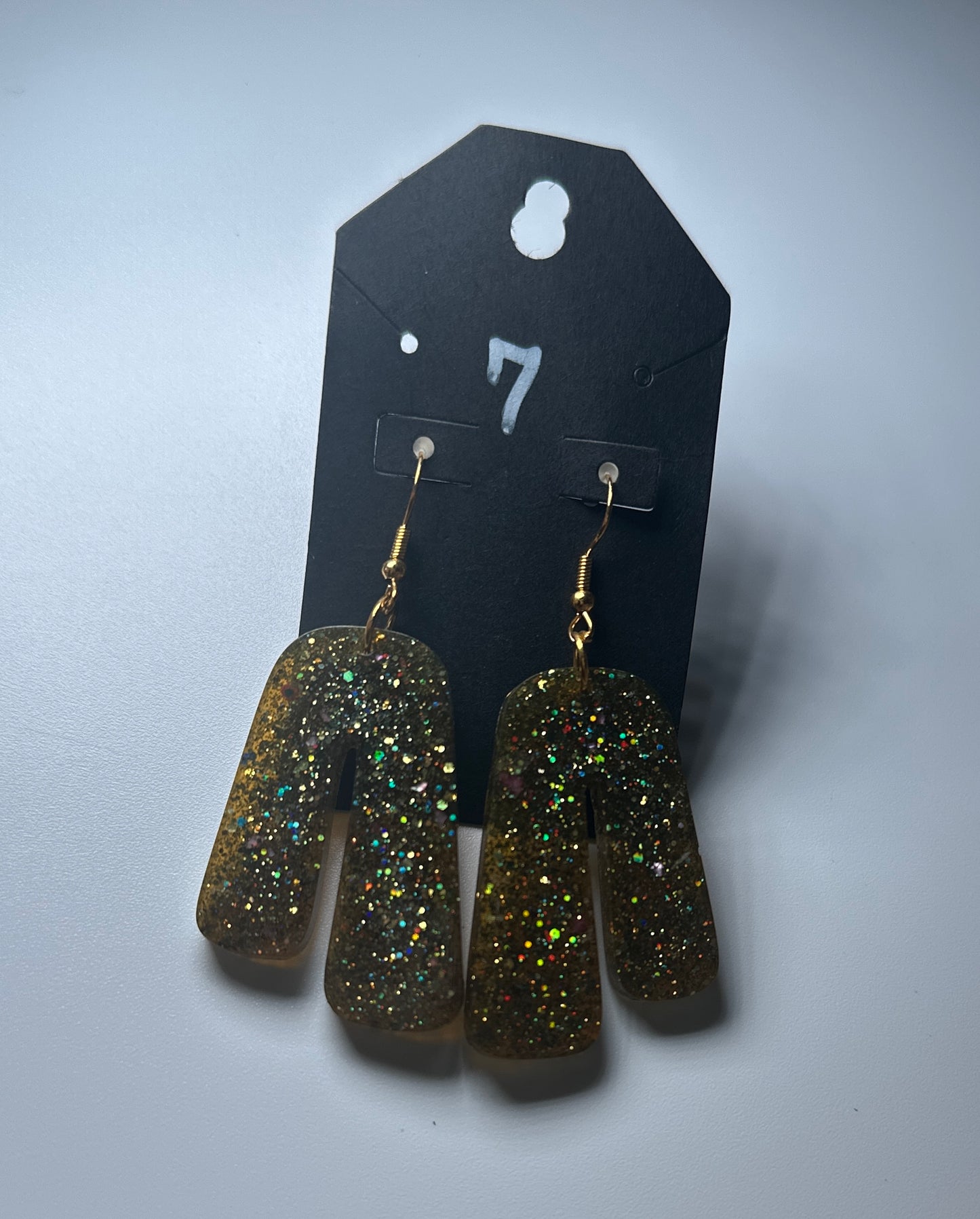 LBN “Starlight Arch” Glitter Resin Earrings-Handmade