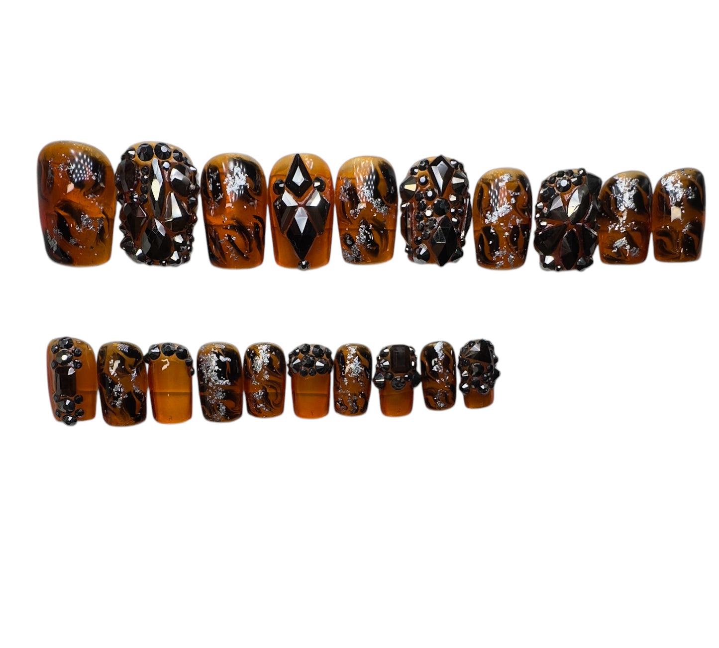 Bronze Obsidian Press-on nail-Gemstone Design