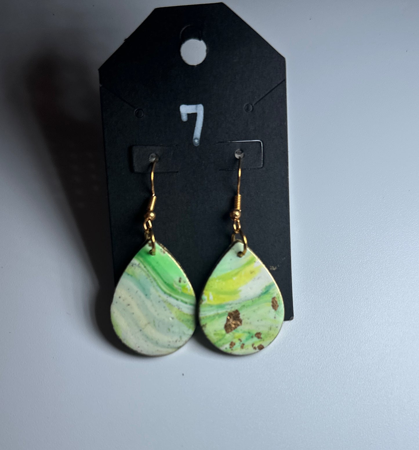 LBN “Mint Meadows” Marbled Teardrop Earrings-Handmade Clay