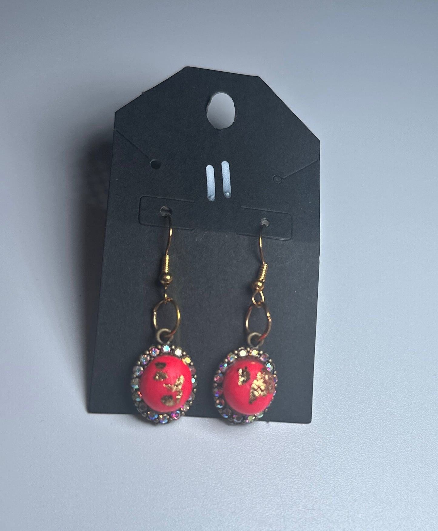 Pink Luxe Royal Studs – Gold Foil & Crystal Frame