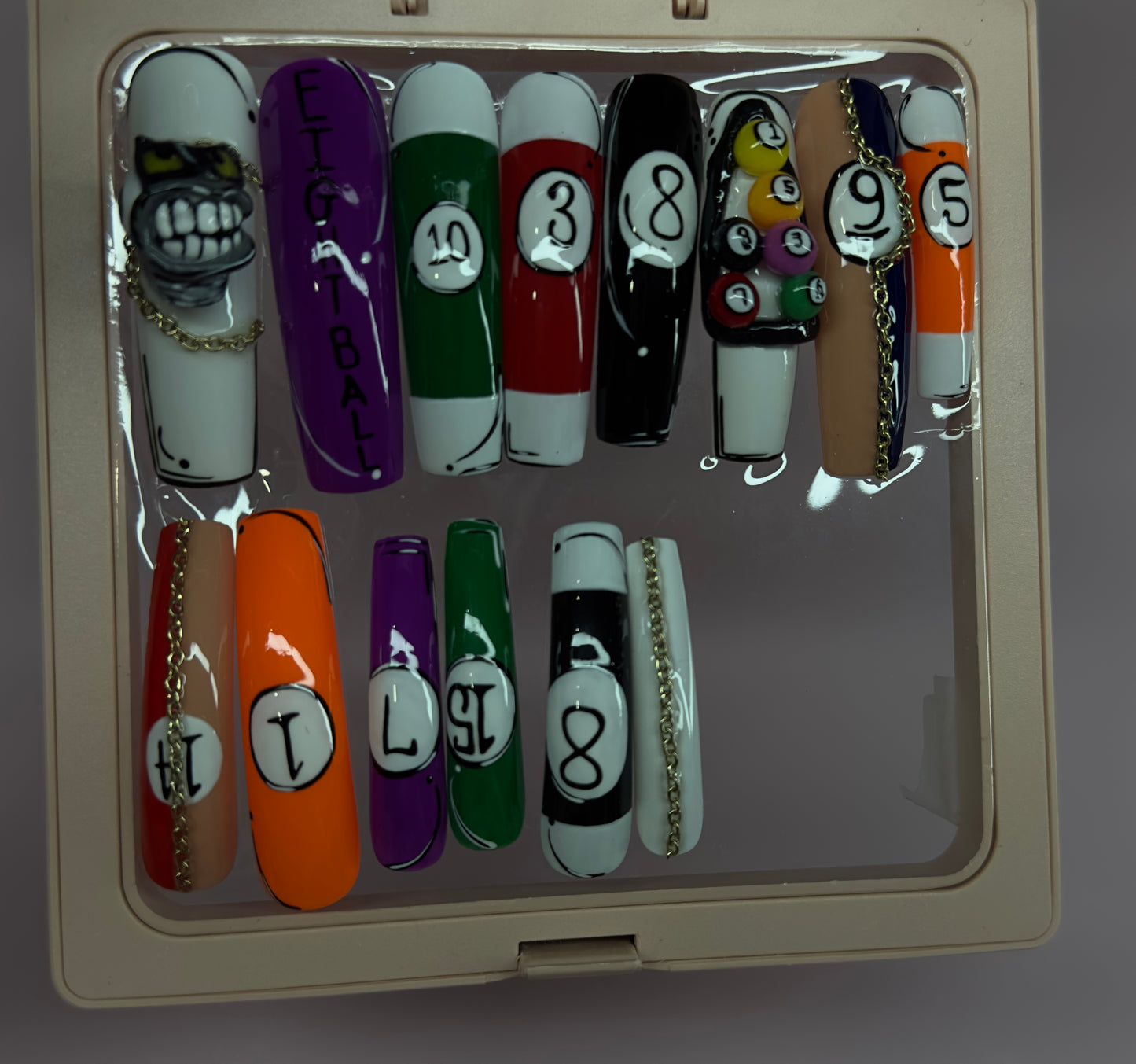 Hustle Billiards Press-On Nail Set (14 Nails)