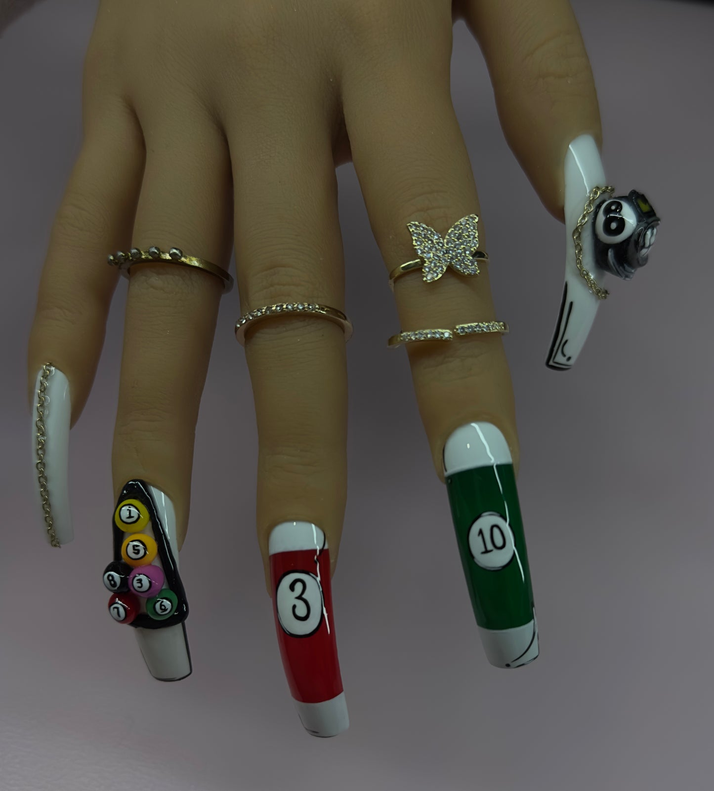 Hustle Billiards Press-On Nail Set (14 Nails)
