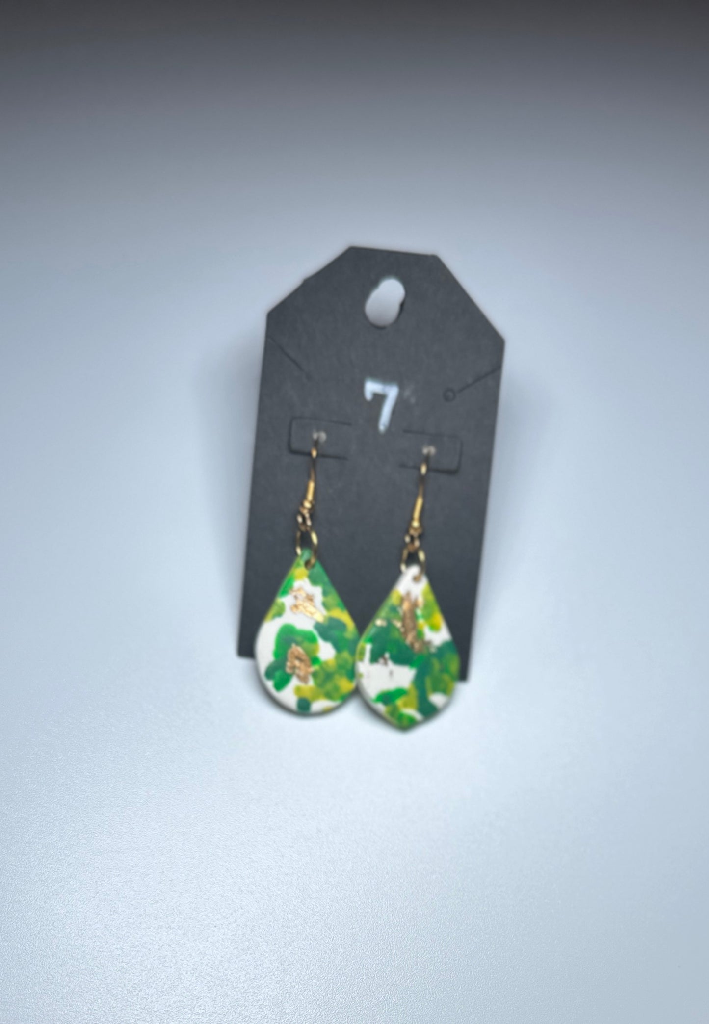 Emerald Forest Teardrop-Handmade Clay Earrings