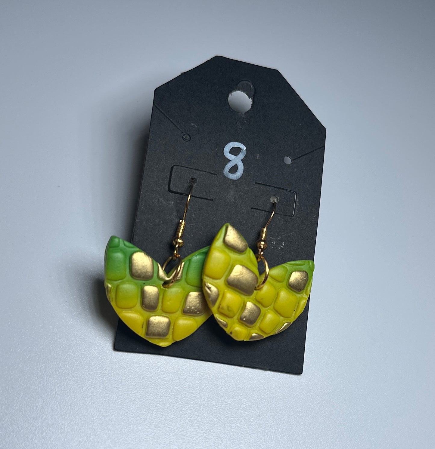 LBN “Golden Garden” Grid-Heart-Handmade Clay Earrings