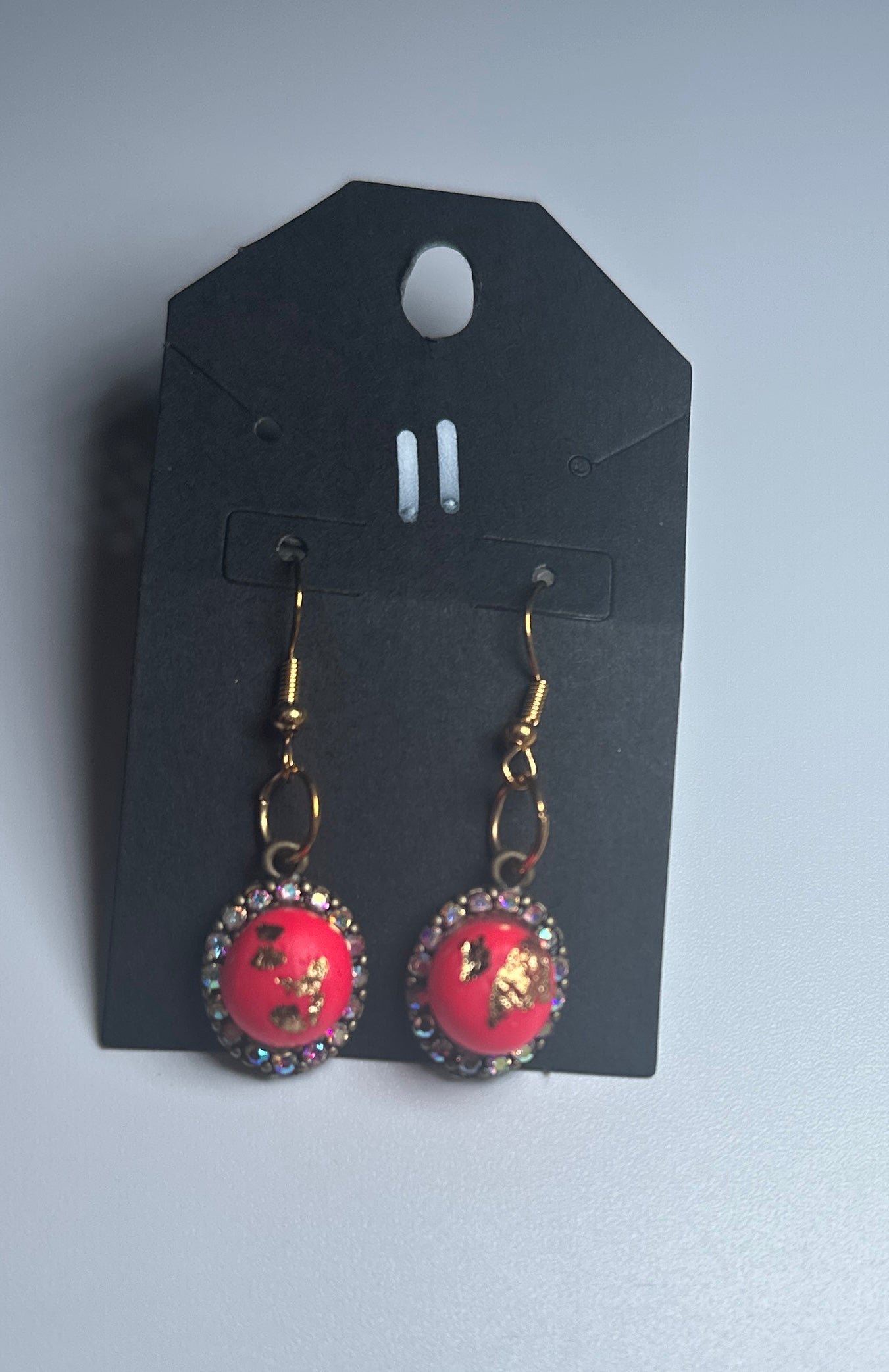 Pink Luxe Royal Studs – Gold Foil & Crystal Frame