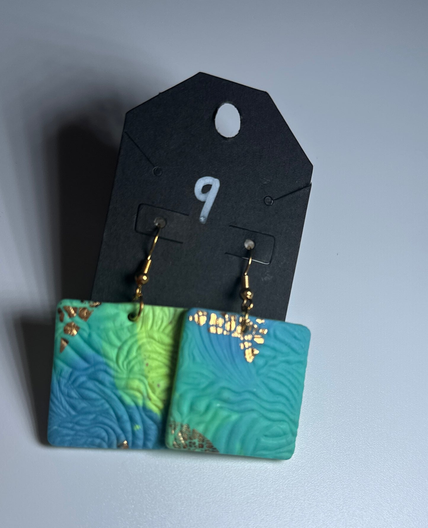 LBN “Tide & Texture” Ocean Square Earrings-Handmade