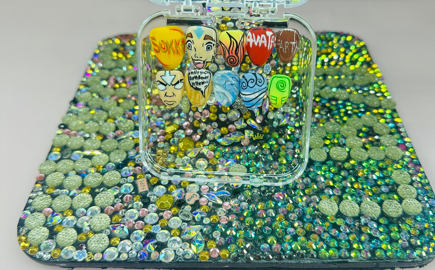 Four Elements Hand-Painted Press-On Nails-Medium Length