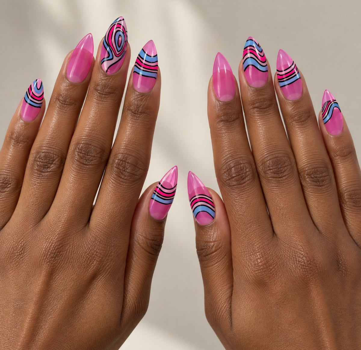 Pink Groove Press On NAils-Large