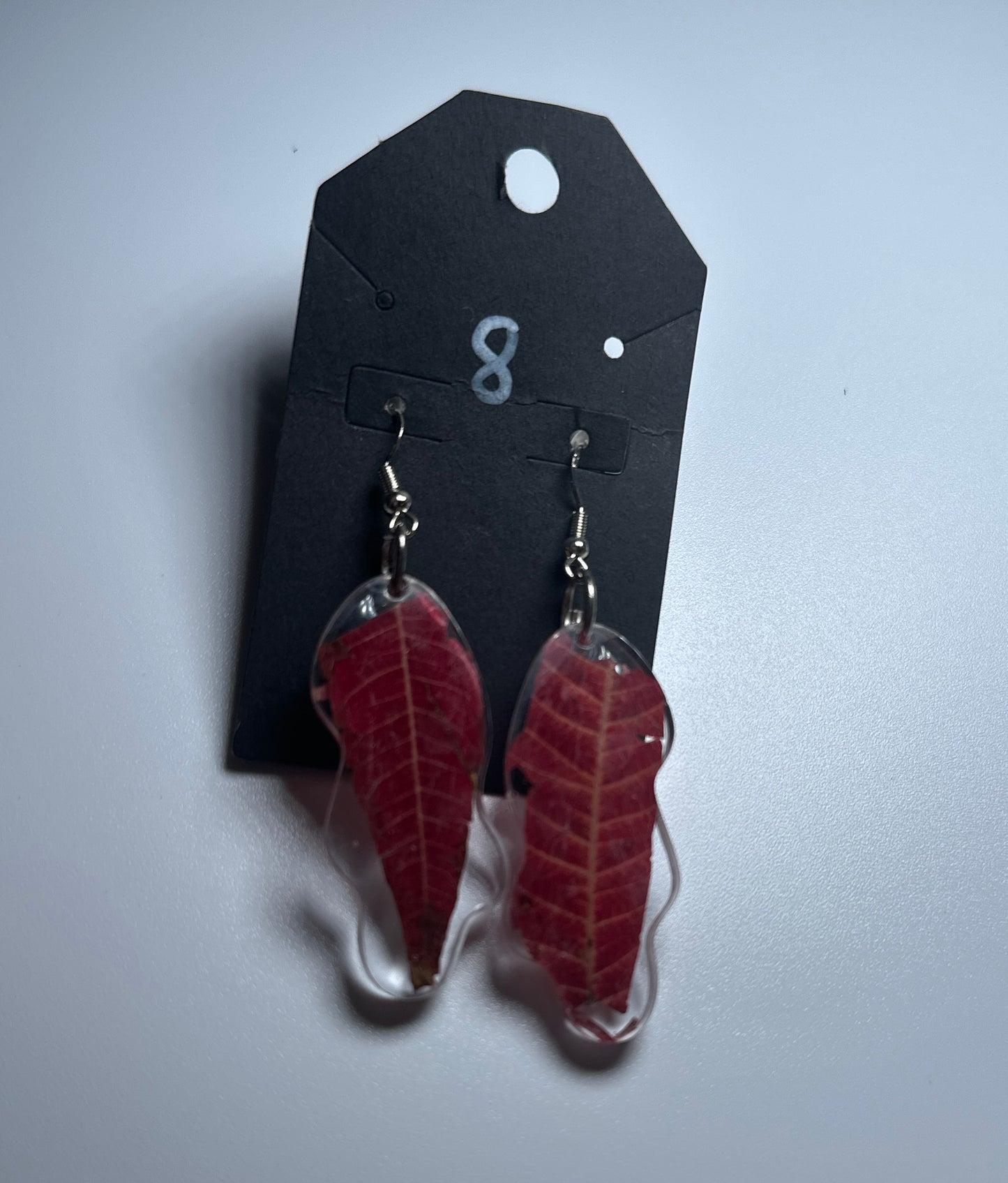 Autumn Essence Resin Leaf Earrings – Real Red Leaves