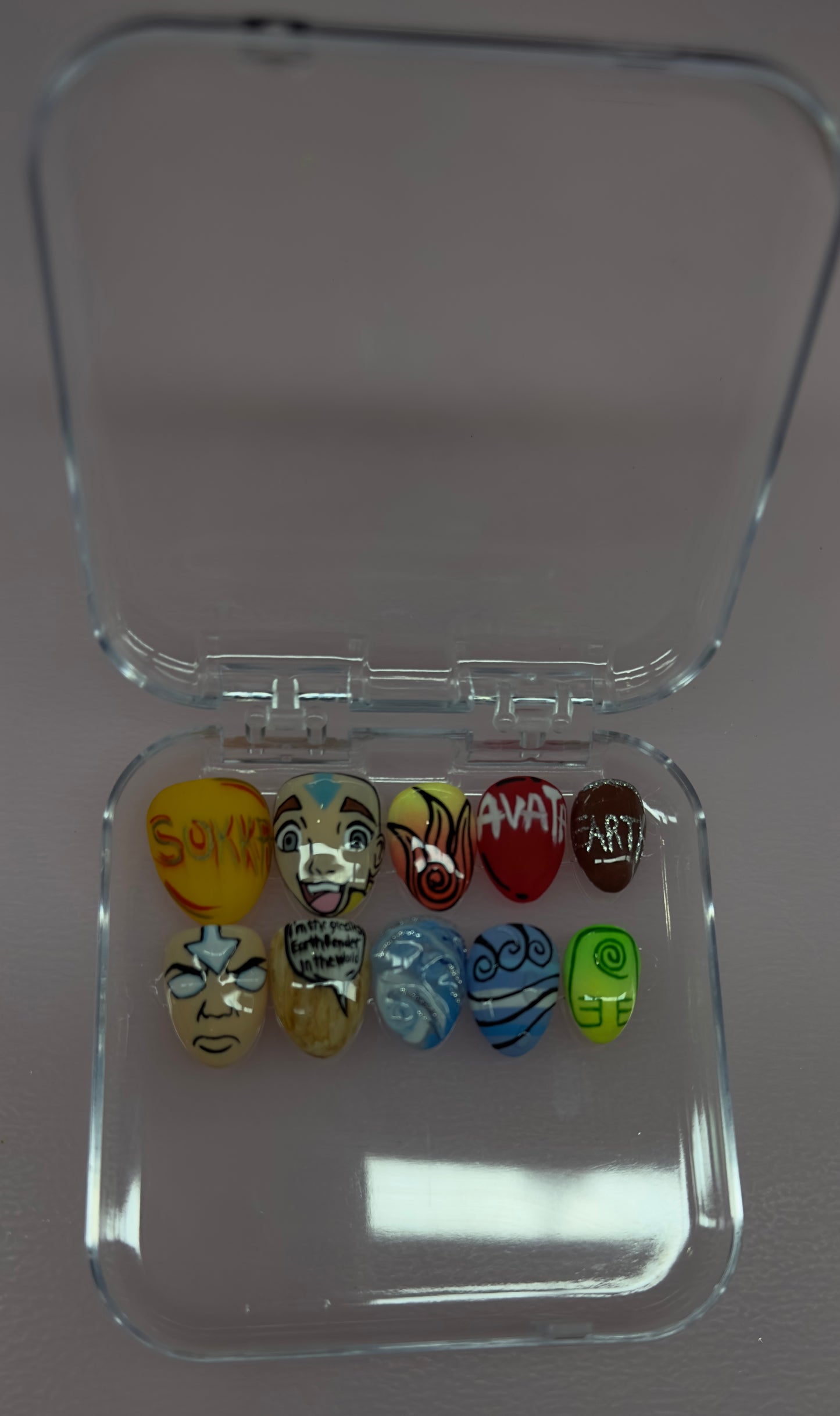 Four Elements Hand-Painted Press-On Nails-Medium Length