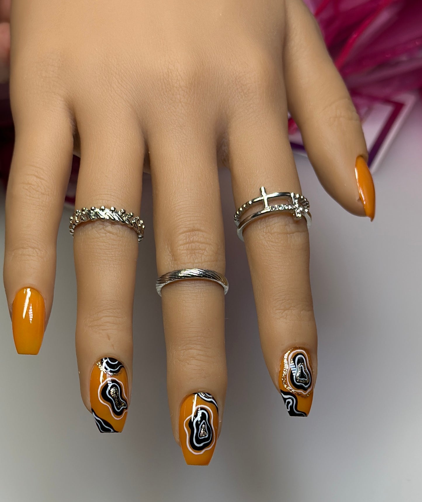 Geode Swirl – Handcrafted Press-On Nails