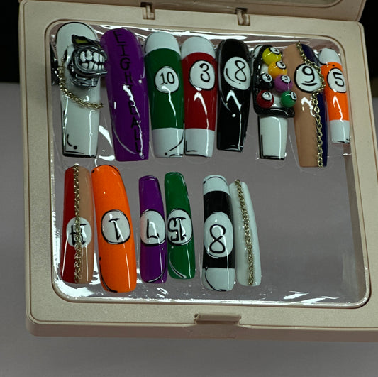 Hustle Billiards Press-On Nail Set (14 Nails)