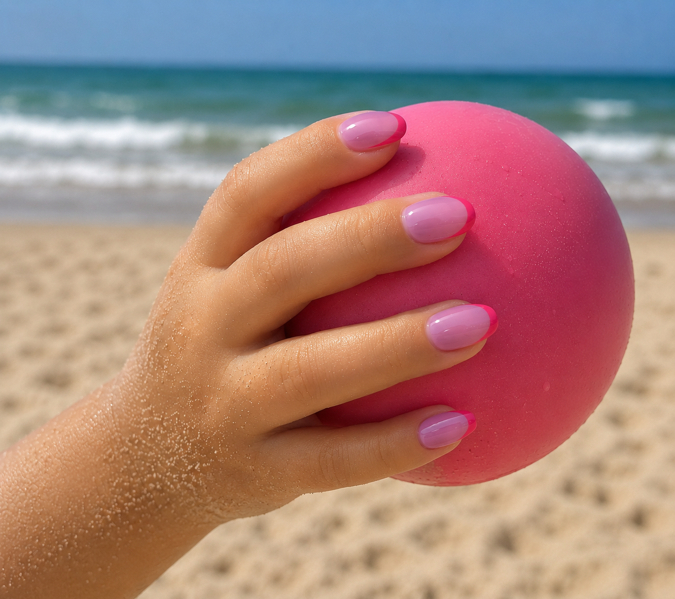 Blush Glow – Pink Neon French Tip Press-On Nails (All Sizes, Kids & Adults)