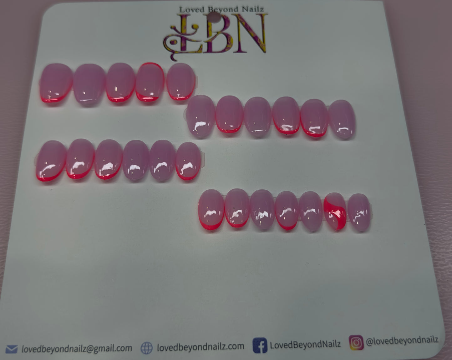 Blush Glow – Pink Neon French Tip Press-On Nails (All Sizes, Kids & Adults)