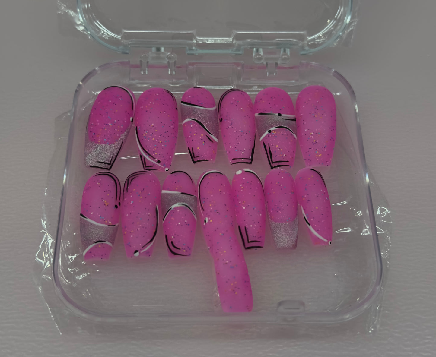 Boom! Babe – Pink Pop Art Glitter Press-On Nails | Austin,TX (Medium, 14pc Handmade Set)