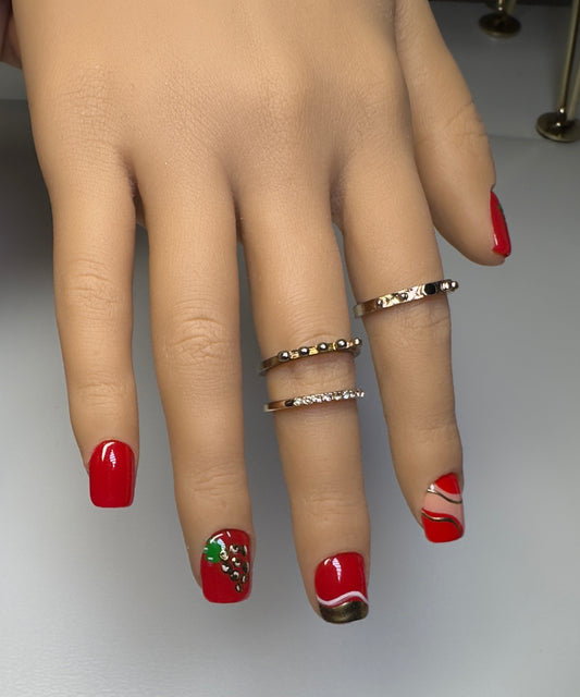 Strawberry Swirl 🍓 — Handmade Press-On Nails
