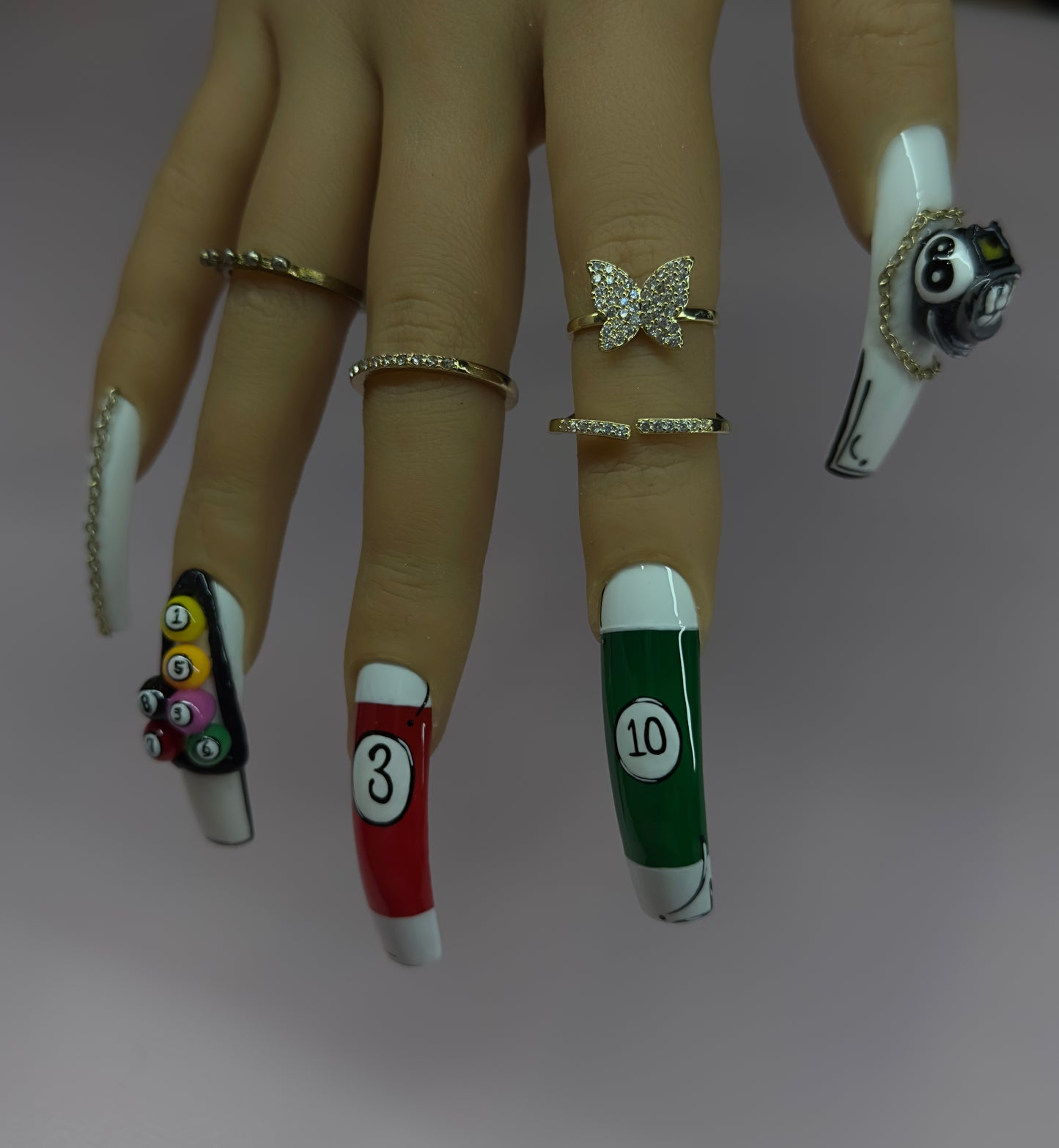 Hustle Billiards Press-On Nail Set (14 Nails)