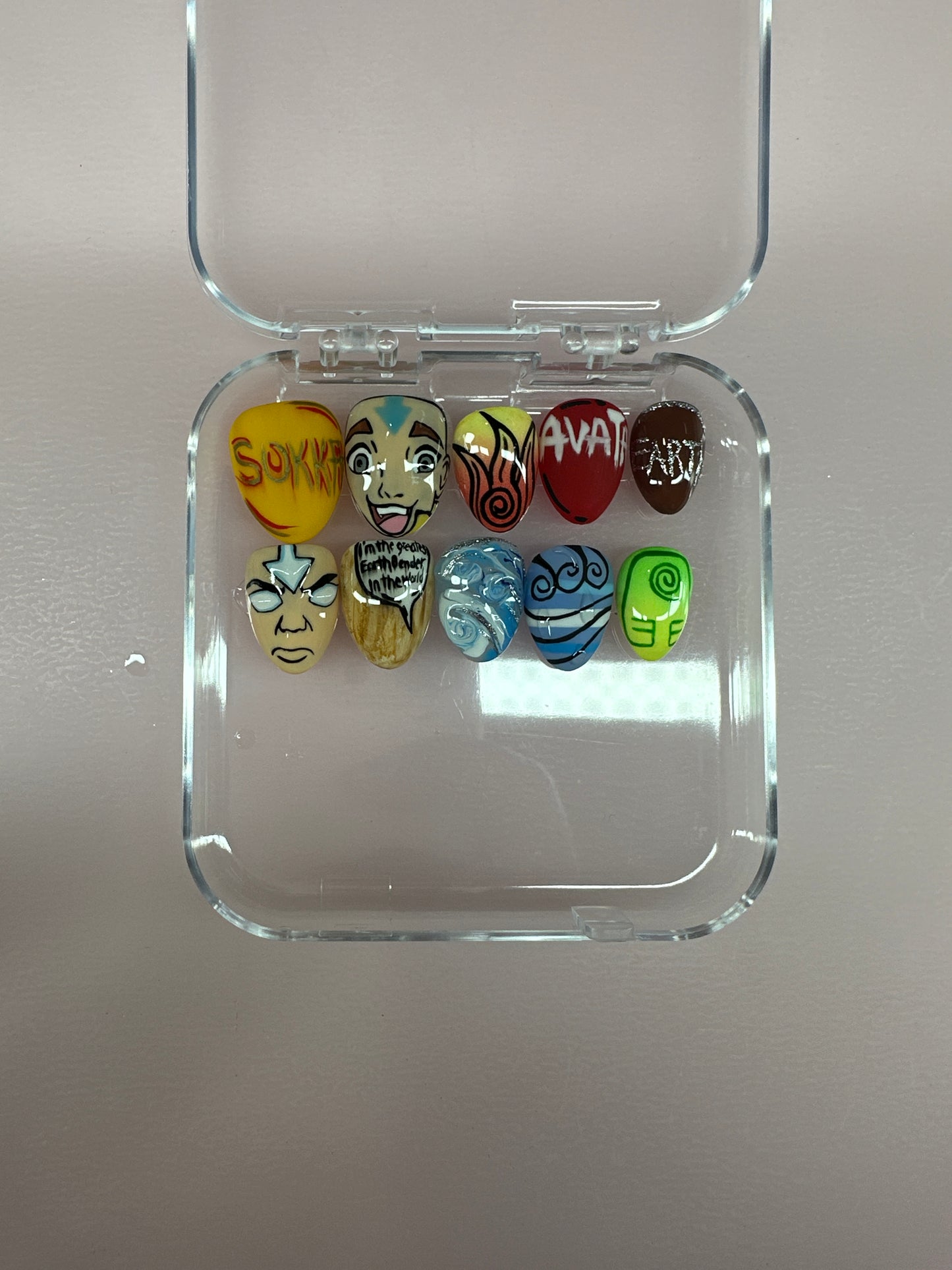 Four Elements Hand-Painted Press-On Nails-Medium Length