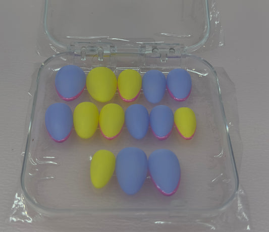 Electric Pastel Pop – Matte Neon Press-On Nails | Austin, TX (Medium/Large, 14pc Set)