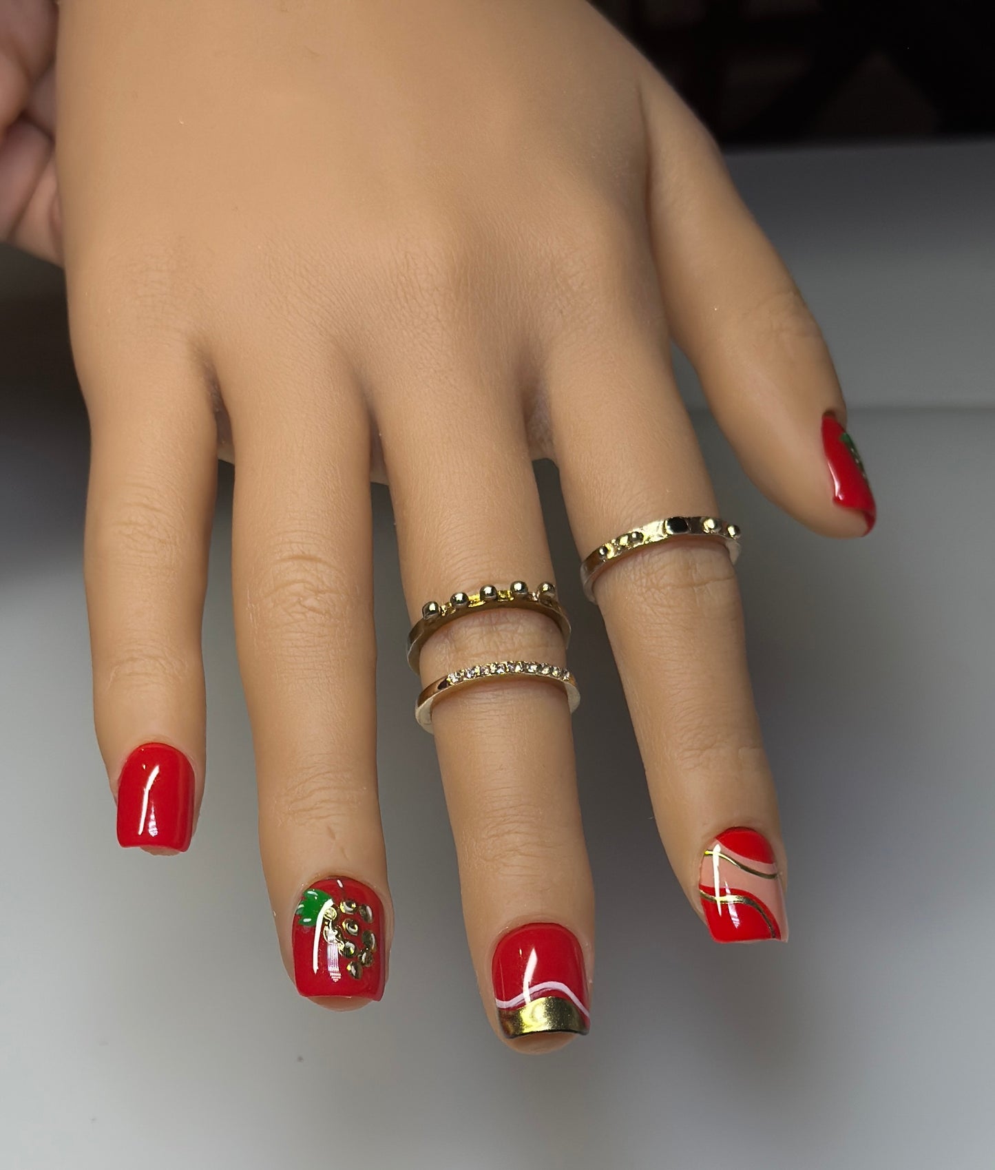 Strawberry Swirl 🍓 — Handmade Press-On Nails