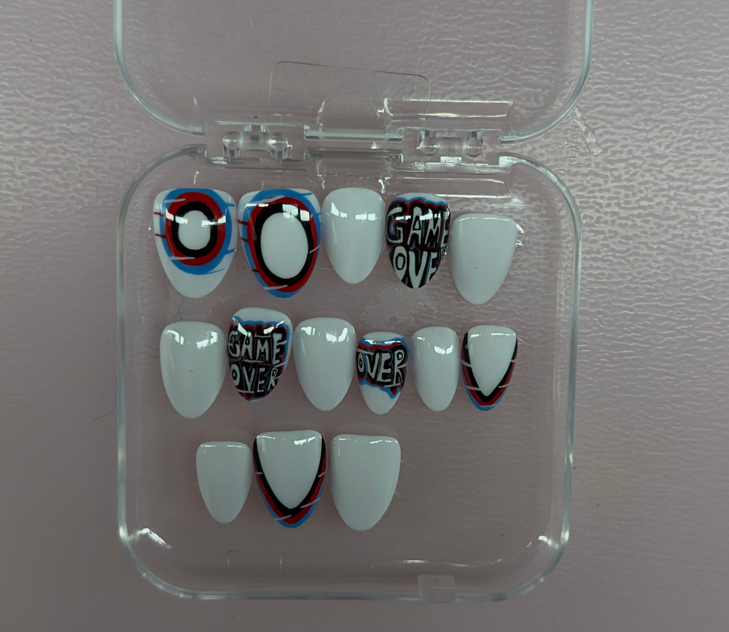 Game Over Glam – Gamer Inspired Press-On Nails (Large, 14pc Handmade Set)
