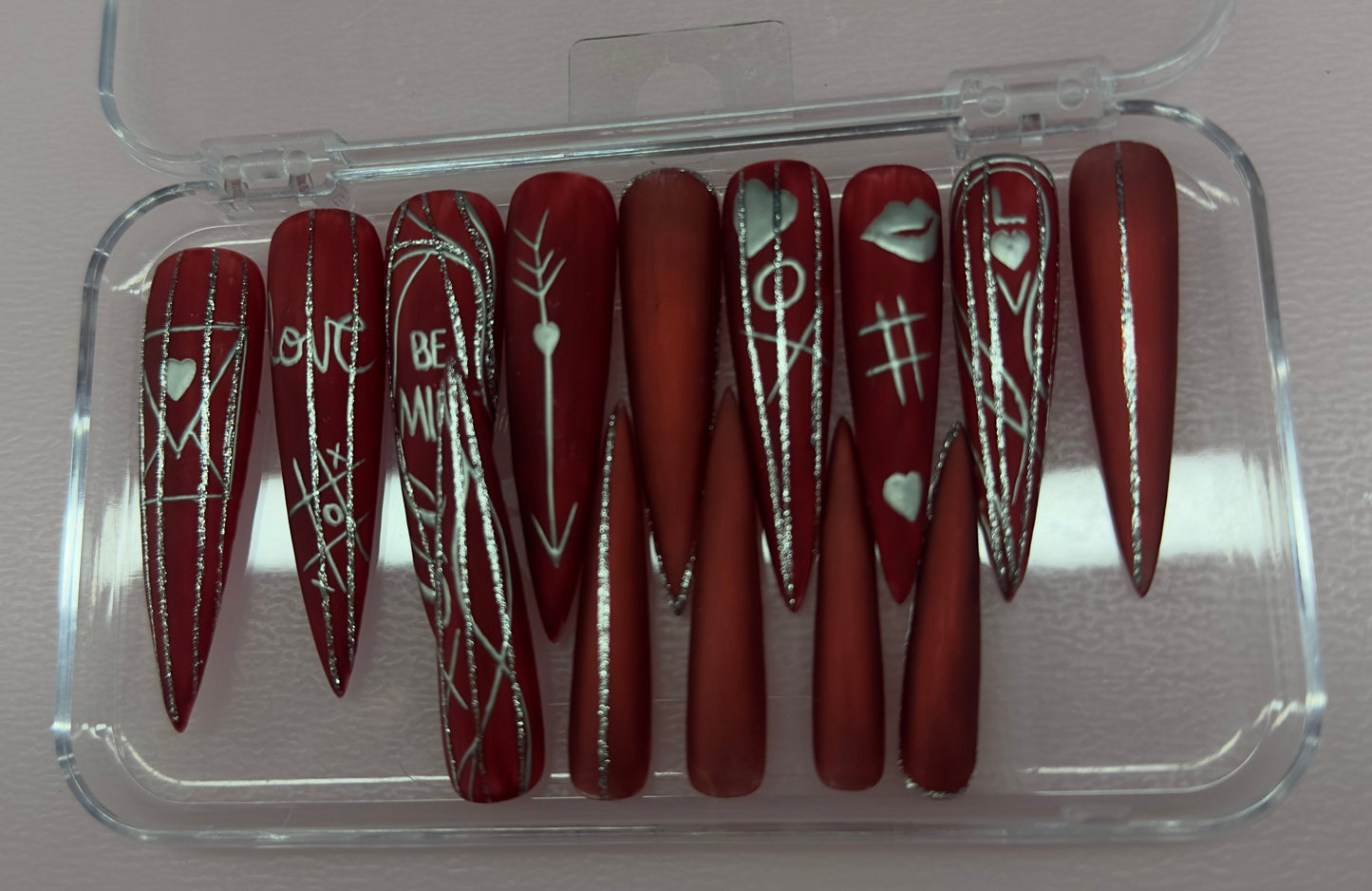 Love Boldly – Matte Red Hard Gel Press-On Nails (Medium/Large, 14pc Handmade Set)