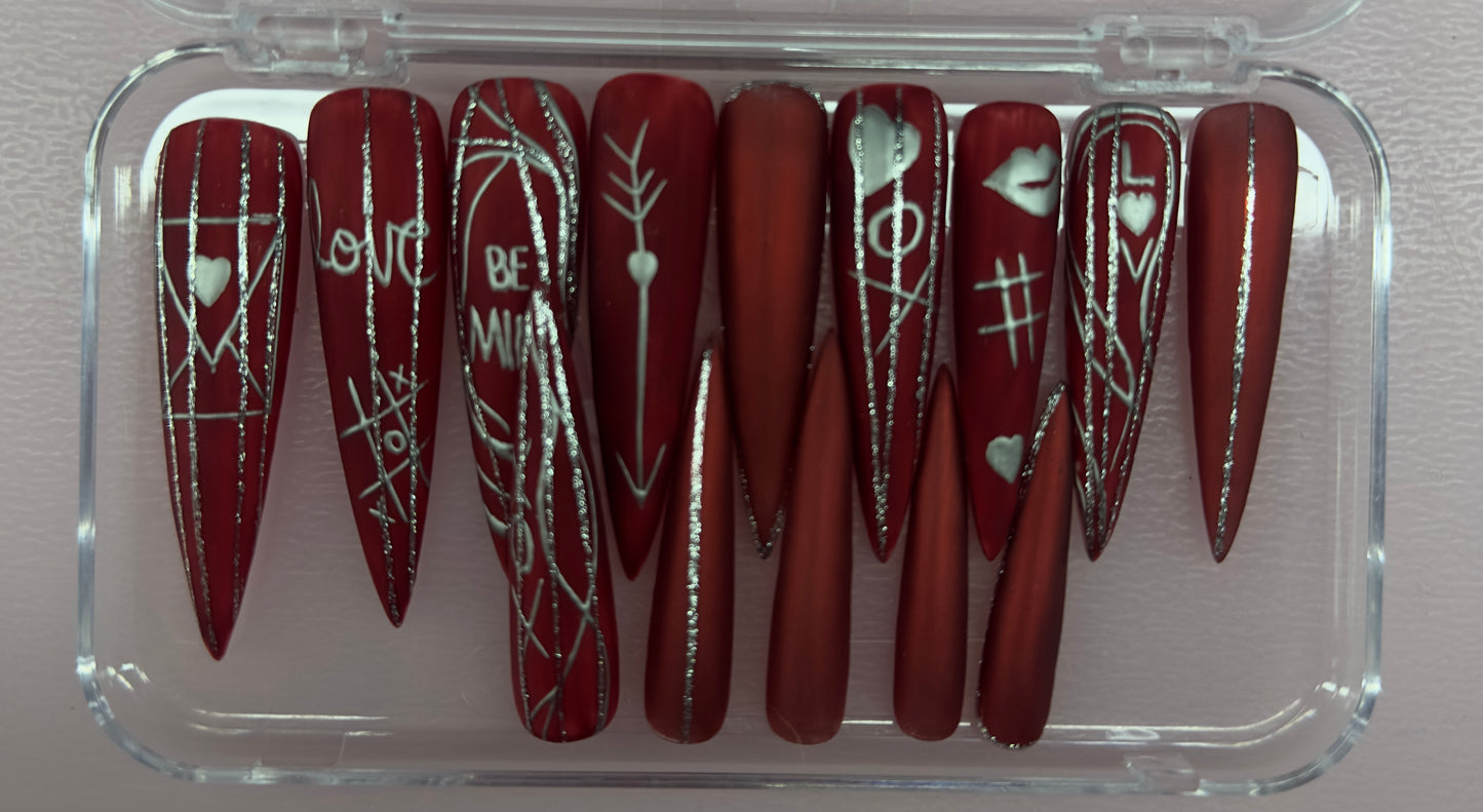 Love Boldly – Matte Red Hard Gel Press-On Nails (Medium/Large, 14pc Handmade Set)