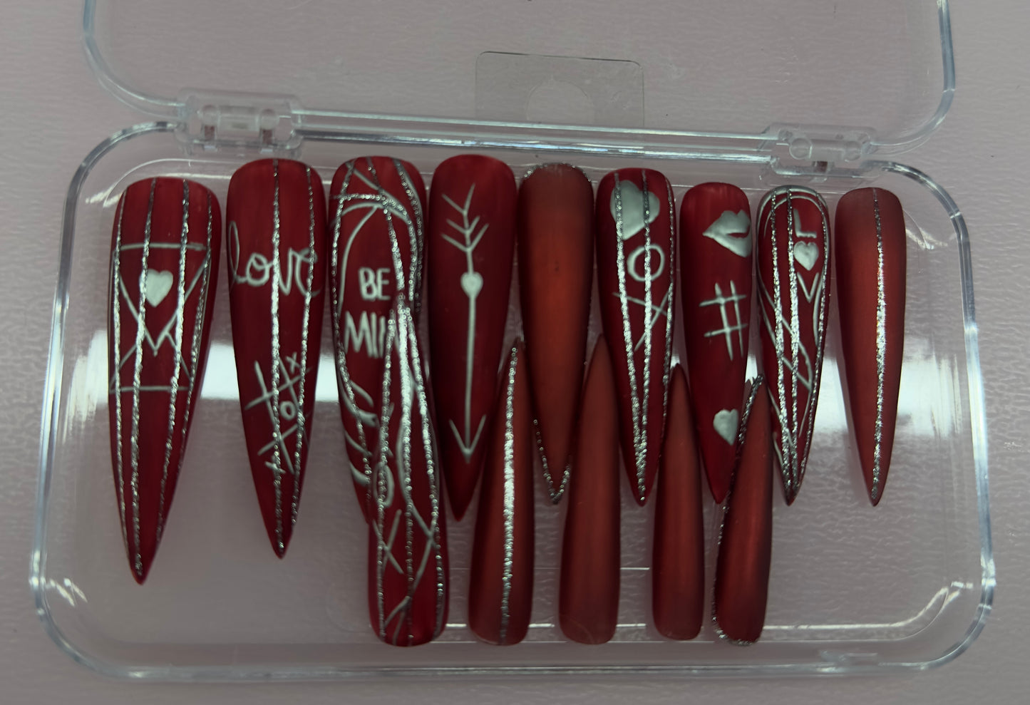Love Boldly – Matte Red Hard Gel Press-On Nails (Medium/Large, 14pc Handmade Set)