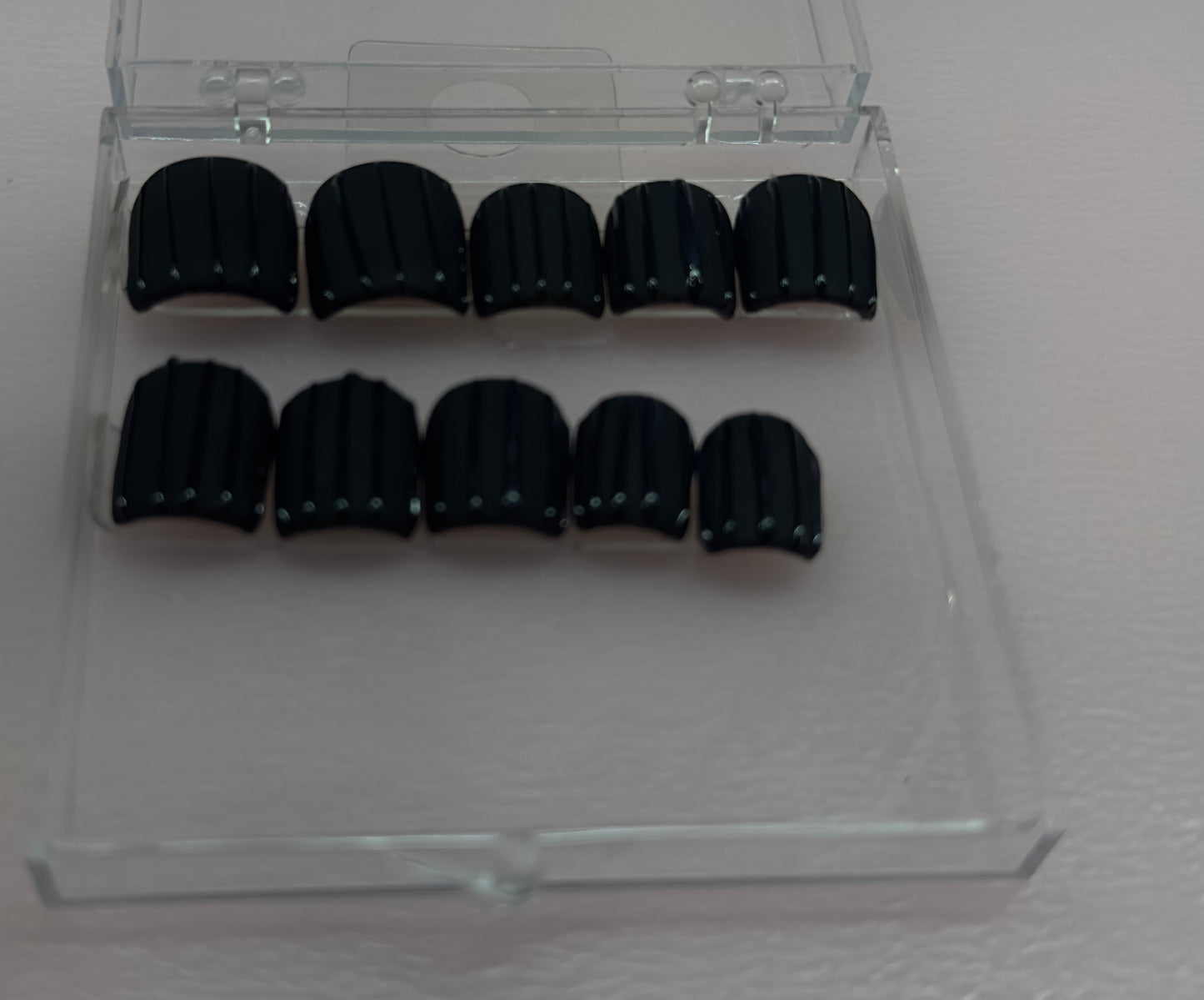 Midnight Drip – Glossy Black Minimal Press-On Nails | Austin, TX Acrylic Size Large (10pc Set)