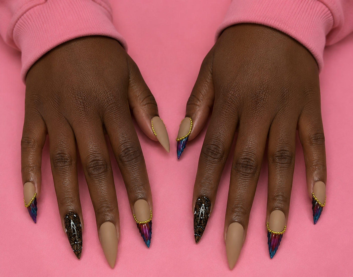 Winged French Fantasy – 3D Butterfly Luxe Press-On Nails | Austin, TX (Size Small, 14pc Set)