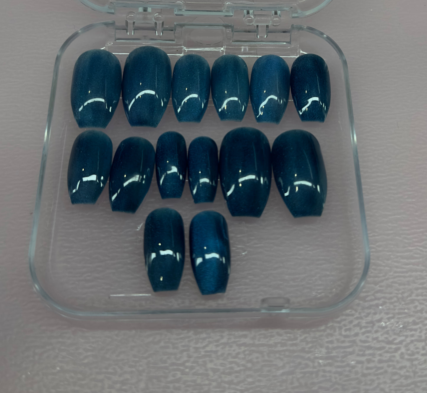 Ocean Luxe – Shimmer Teal Press-On Nails (Small/Medium, 14pc Set)