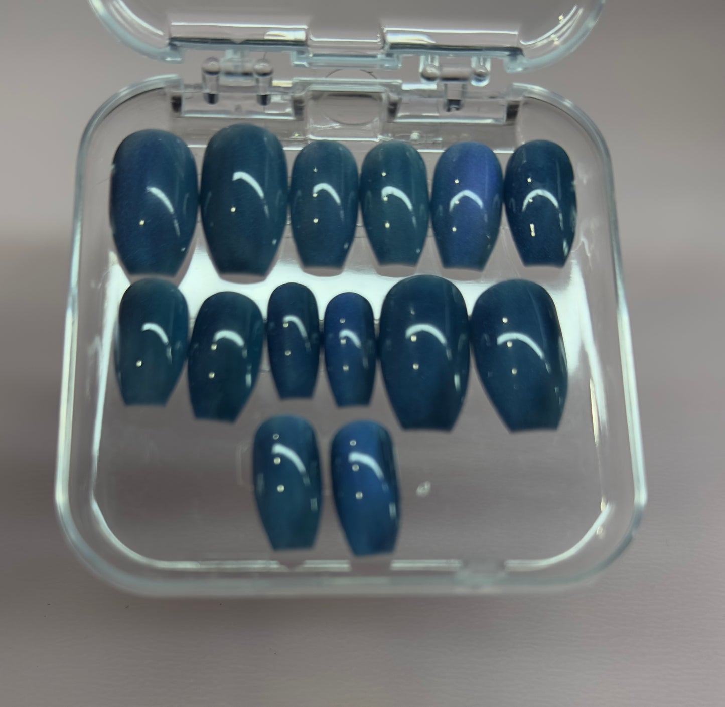 Ocean Luxe – Shimmer Teal Press-On Nails (Small/Medium, 14pc Set)