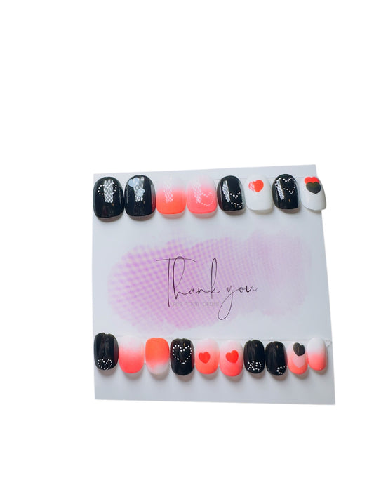 Dot Hearts Press- On Nails - Kids Size (0-9)