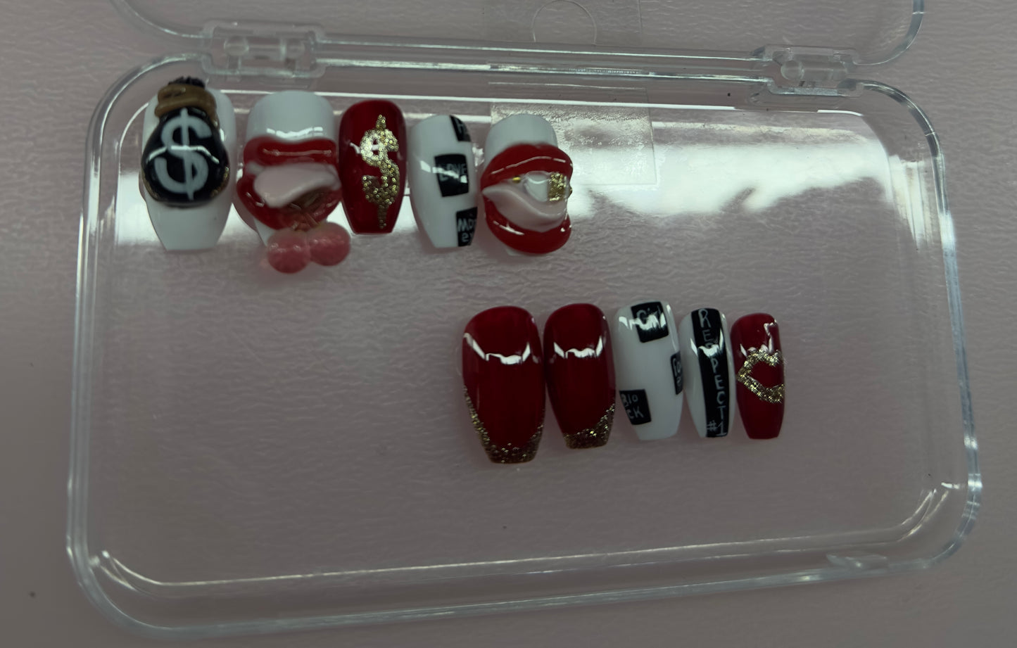 Rich Girl Energy – 3D Luxury Press-On Nails (Small/Medium, 10pc Handmade Set)