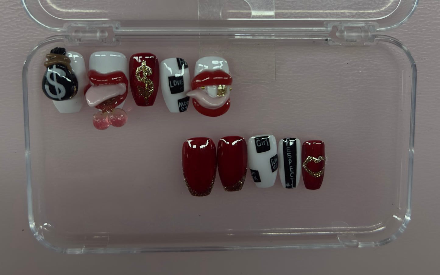 Rich Girl Energy – 3D Luxury Press-On Nails (Small/Medium, 10pc Handmade Set)