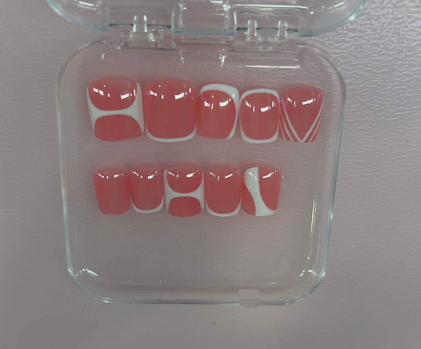 Simple & Chic Coral French Press-On Nails | Austin, TX (Size Large, 10pc Set)