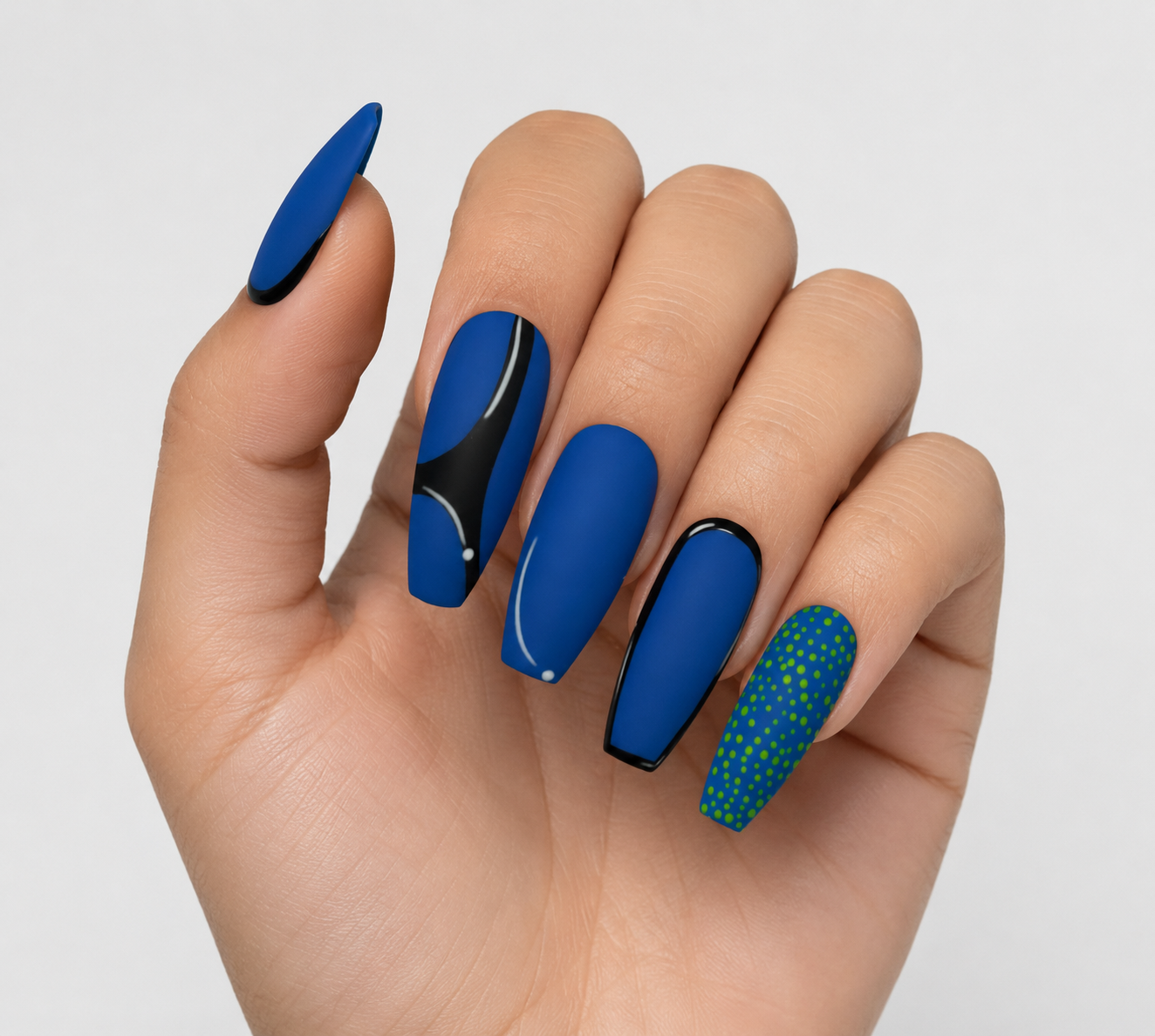 Villain Shadow – Matte Royal Blue Press-On Nails | Austin, TX (Size Medium, 14pc Set)