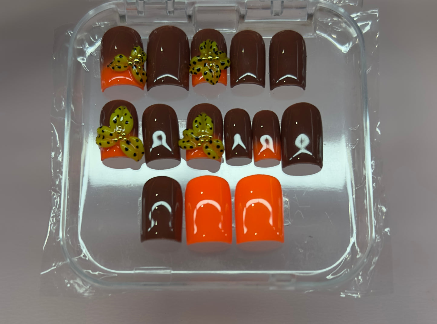 Autumn Pop Floral – 3D Flower Press-On Nails | Austin, TX (Size Small, 14pc Set)