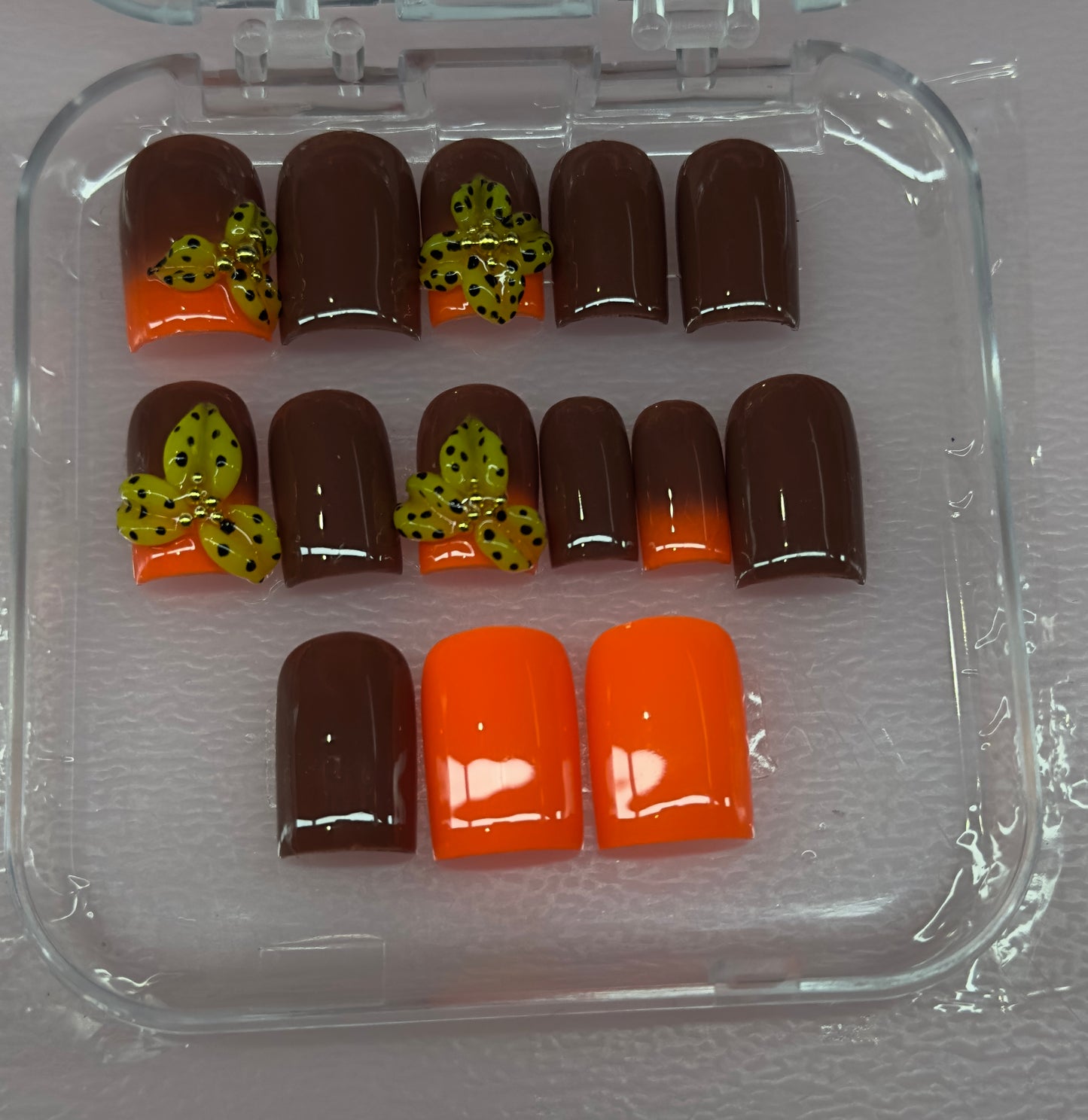Autumn Pop Floral – 3D Flower Press-On Nails | Austin, TX (Size Small, 14pc Set)