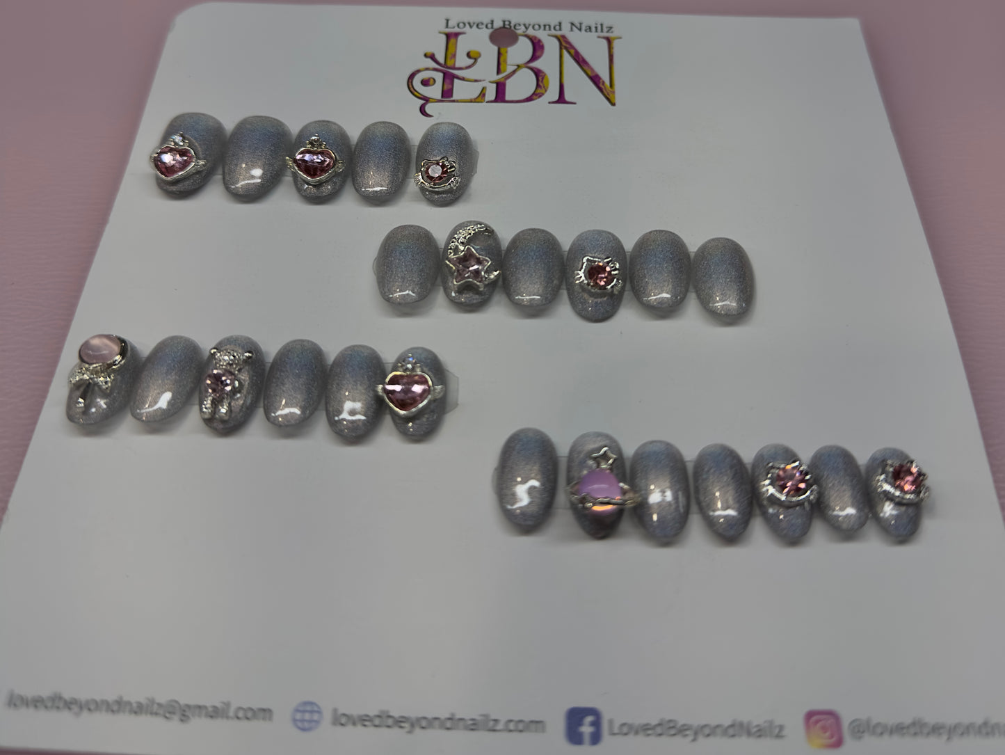 Princess Charm Cat-Eye Kids Press-On Nails | Austin, TX  (Sizes 0–11, Full Set)