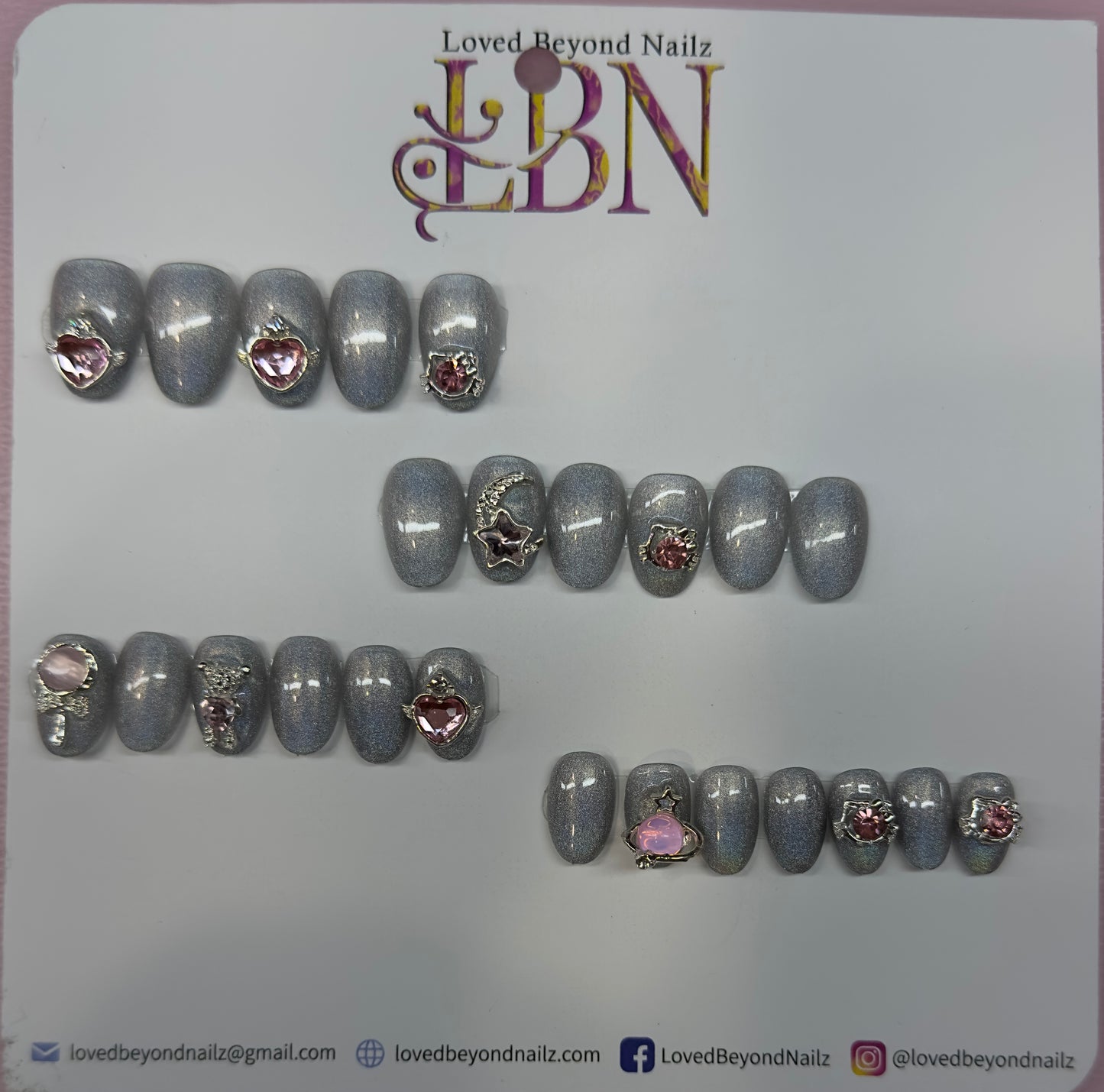 Princess Charm Cat-Eye Kids Press-On Nails | Austin, TX  (Sizes 0–11, Full Set)