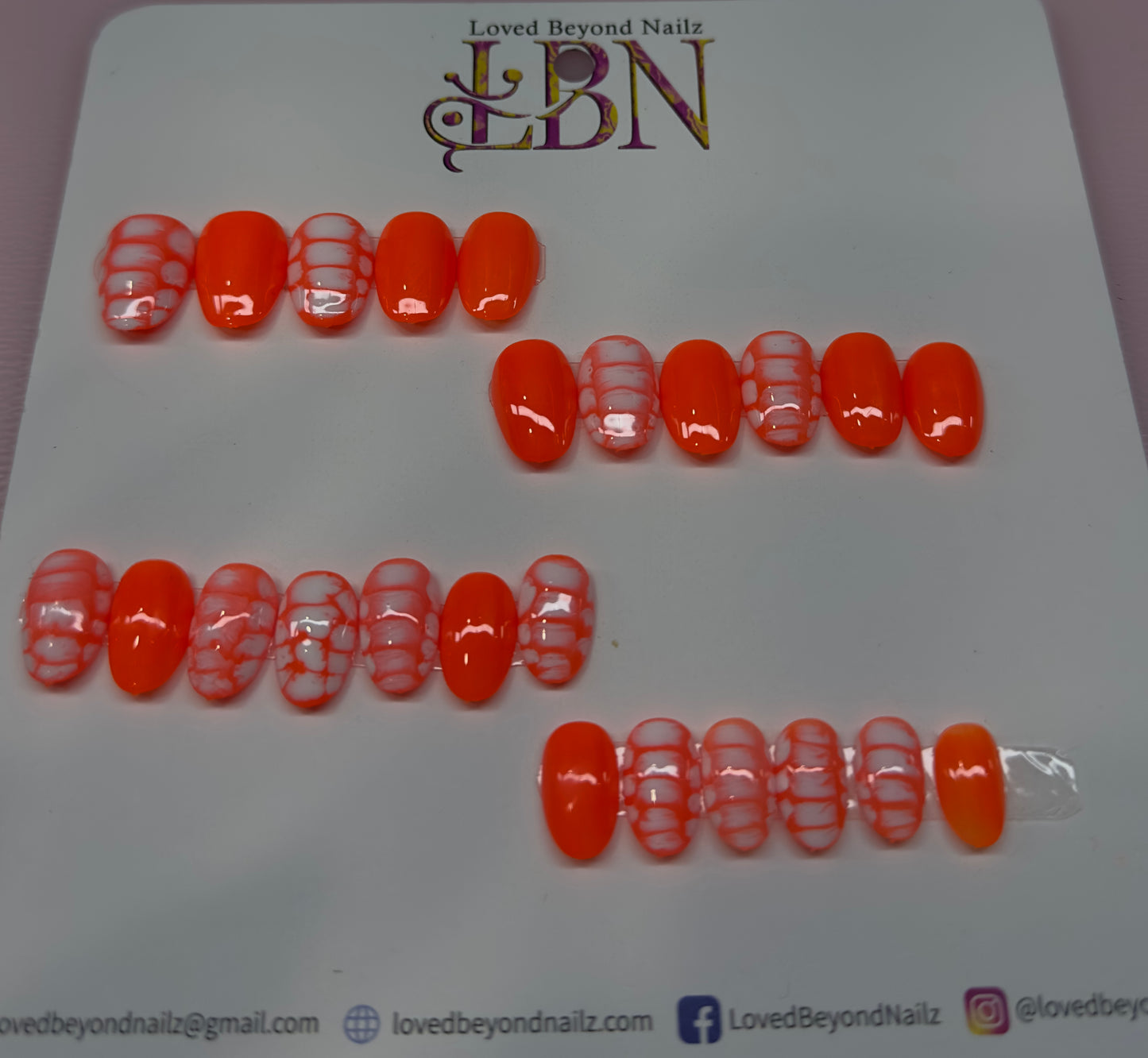 Orange Blossom Kids Press-On Nails – Bright Floral Kids Nail Set | Austin,TX (Sizes 0–11, Handmade)