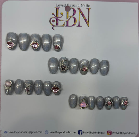 Princess Charm Cat-Eye Kids Press-On Nails | Austin, TX  (Sizes 0–11, Full Set)