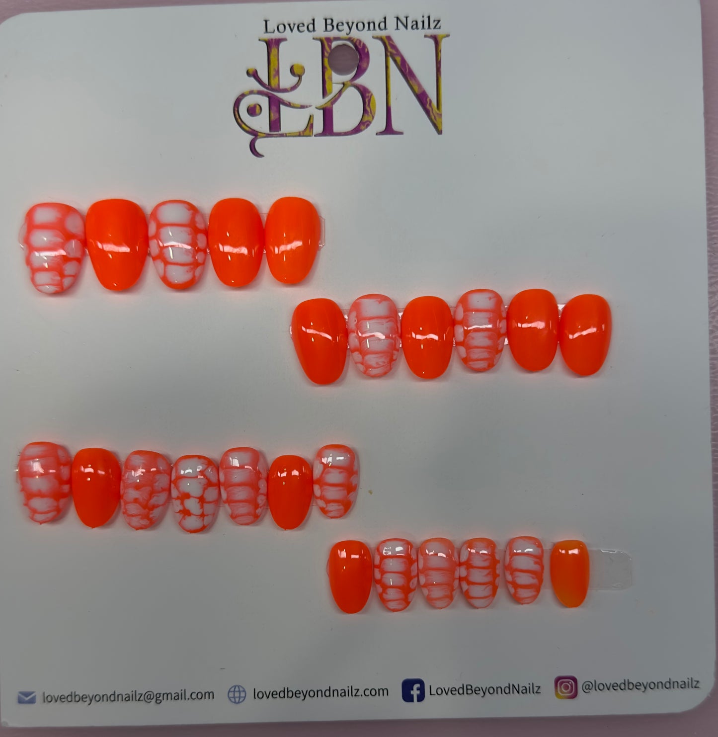 Orange Blossom Kids Press-On Nails – Bright Floral Kids Nail Set | Austin,TX (Sizes 0–11, Handmade)
