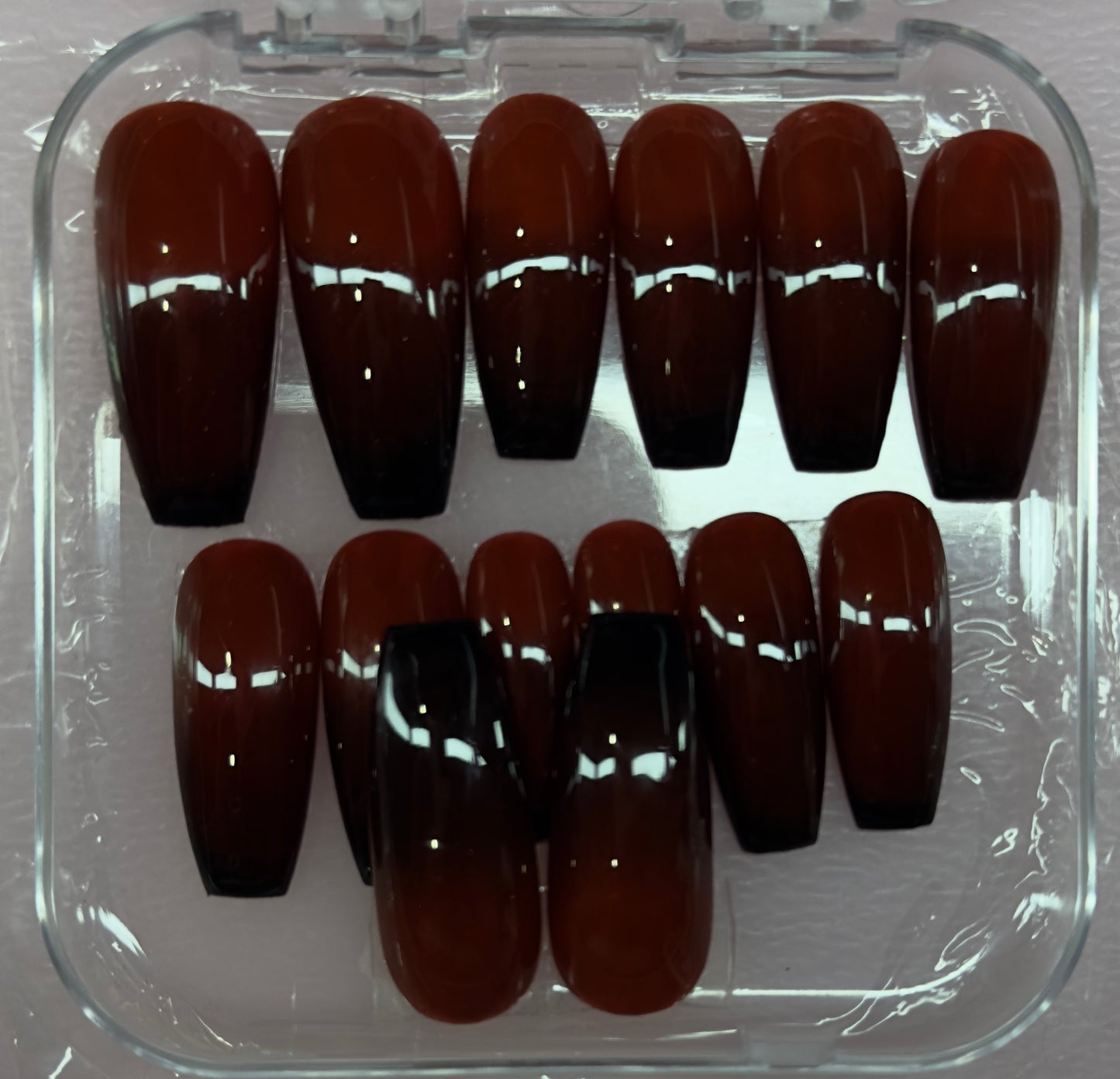 Chocolate Ombré Press-On Nail Set Austin, TX (Medium/ Large Coffin)