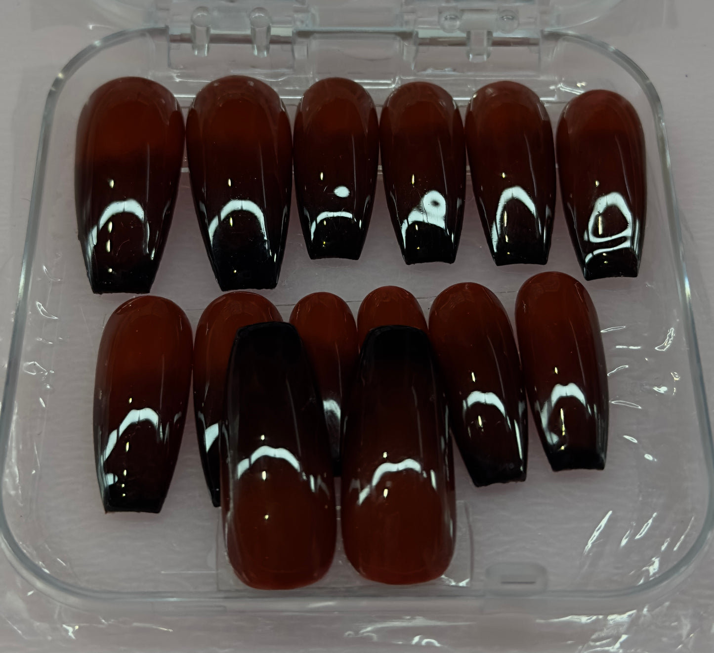 Chocolate Ombré Press-On Nail Set Austin, TX (Medium/ Large Coffin)