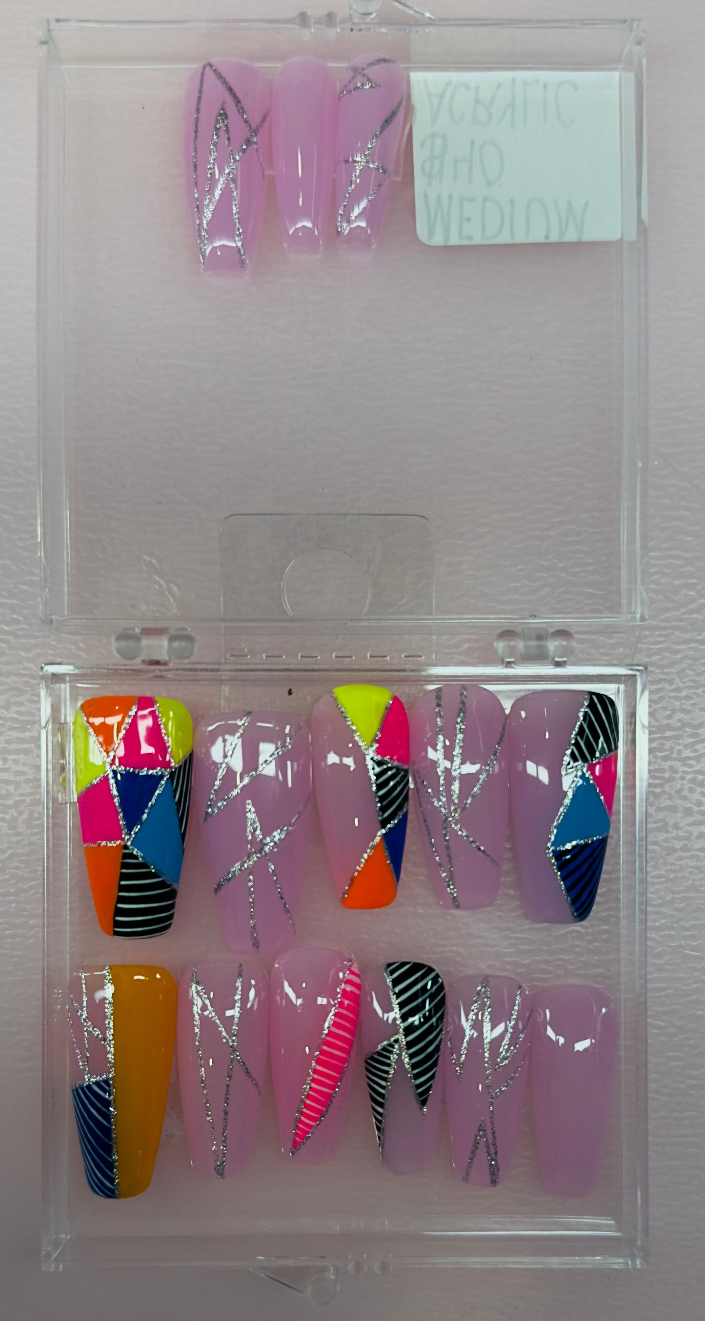 Color Pop Chaos – Abstract Acrylic Press-On Nails |Austin, TX (Size Medium, 14pc Set)