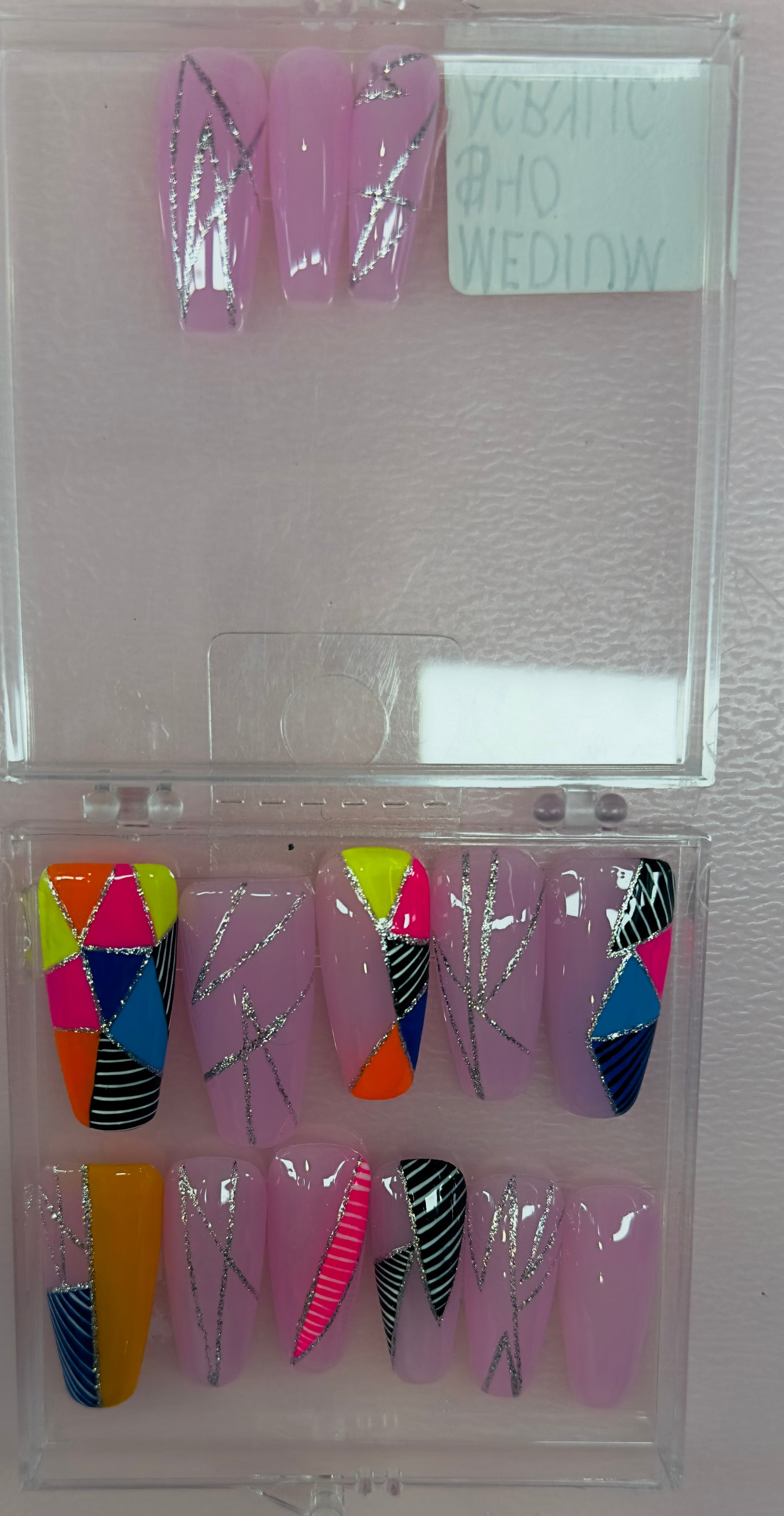 Color Pop Chaos – Abstract Acrylic Press-On Nails |Austin, TX (Size Medium, 14pc Set)