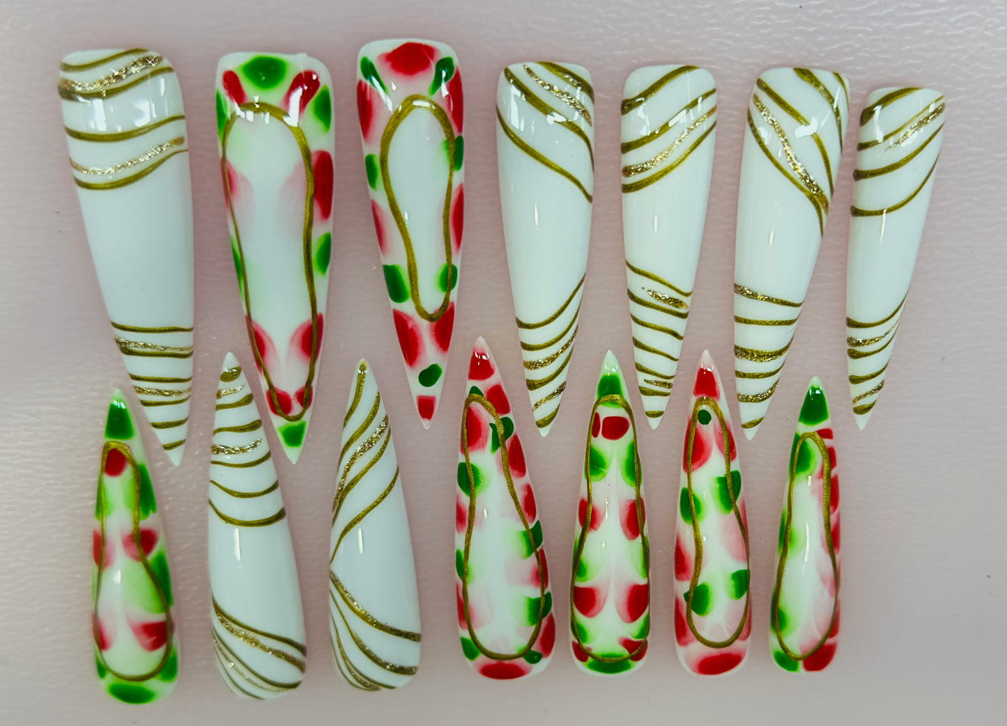 Festive Flex – Holiday Luxe Press-On Nails | Austin, TX (Large, 14pc Handmade Set)