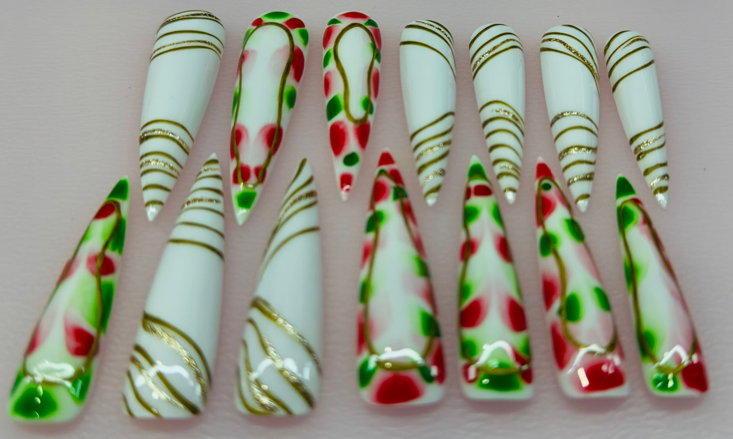 Festive Flex – Holiday Luxe Press-On Nails | Austin, TX (Large, 14pc Handmade Set)